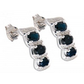 Sterling Silver, Dark Sapphire & Diamond Earrings